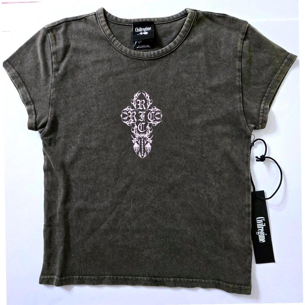 Civil Regime Concrete Sin Energy Baby T-Shirt Women L Brown Sun Wash Streetwear